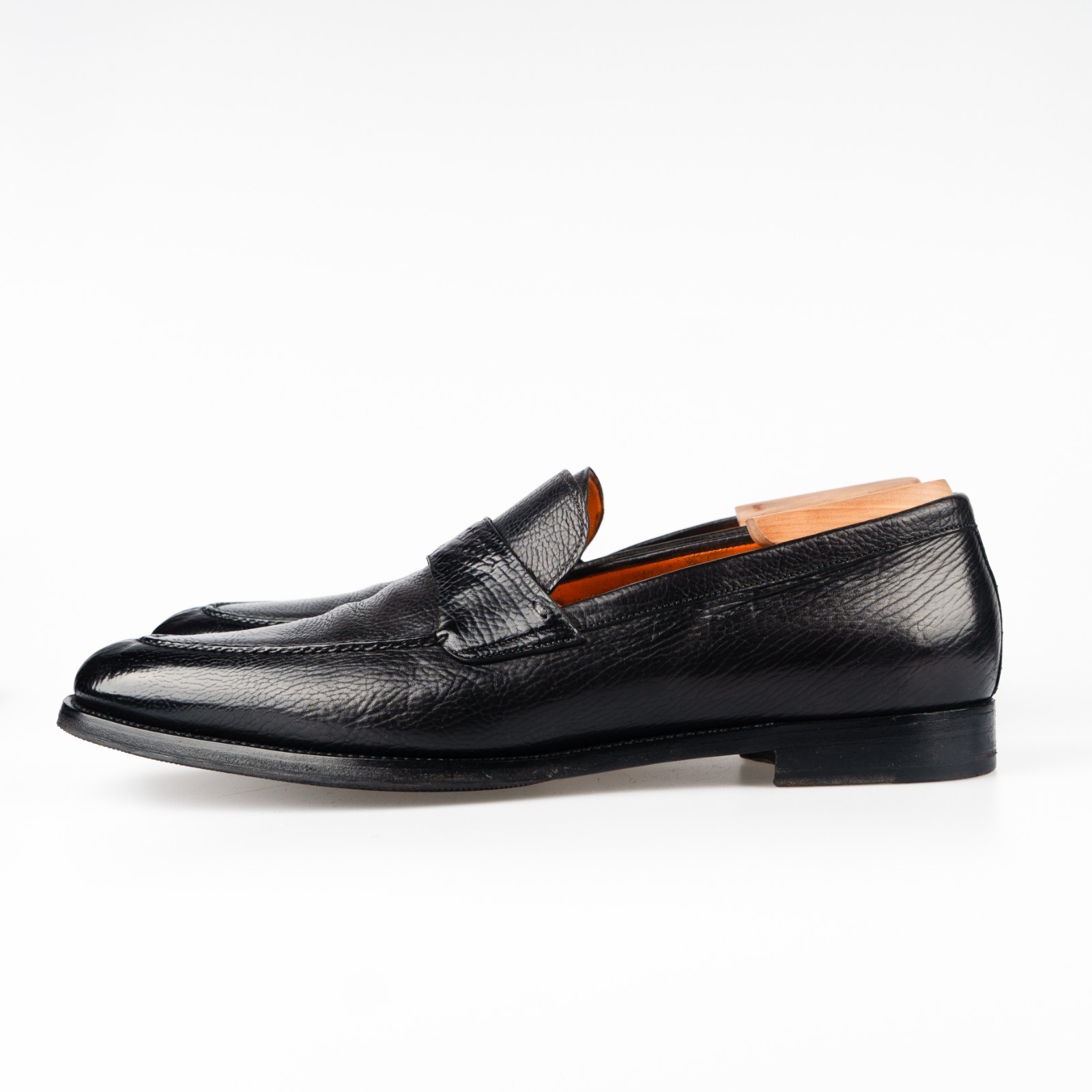 Great $1250 Santoni Gray Loafers Leather Shoes 10,5UK / 11,5US / 44,5EU