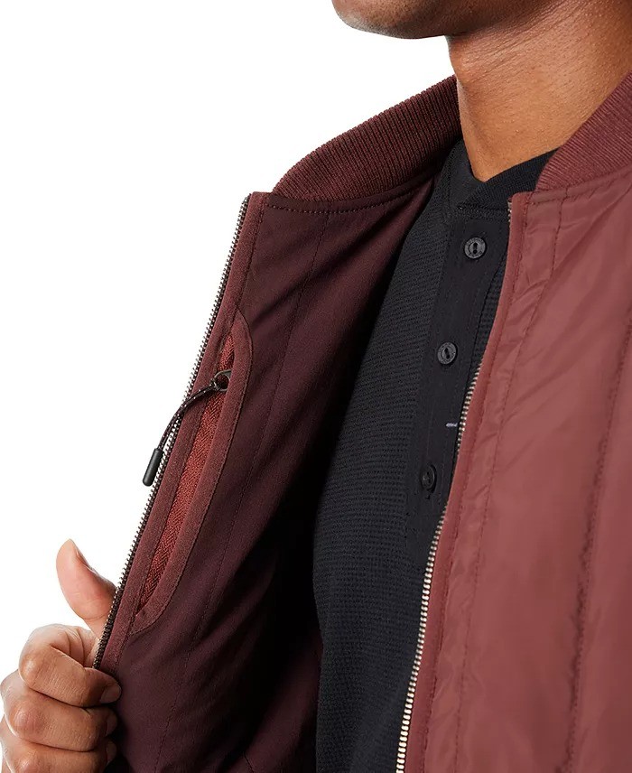 Bass Outdoor Reversible Jacket Mens Large Rum Raisin Zip Front Liner Warm Tech