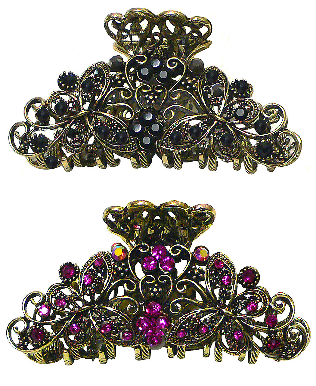 Set of 2 Metal Jaw Claw Clips Butterfly Design Thick hair 2 Color RW86410-6132-2