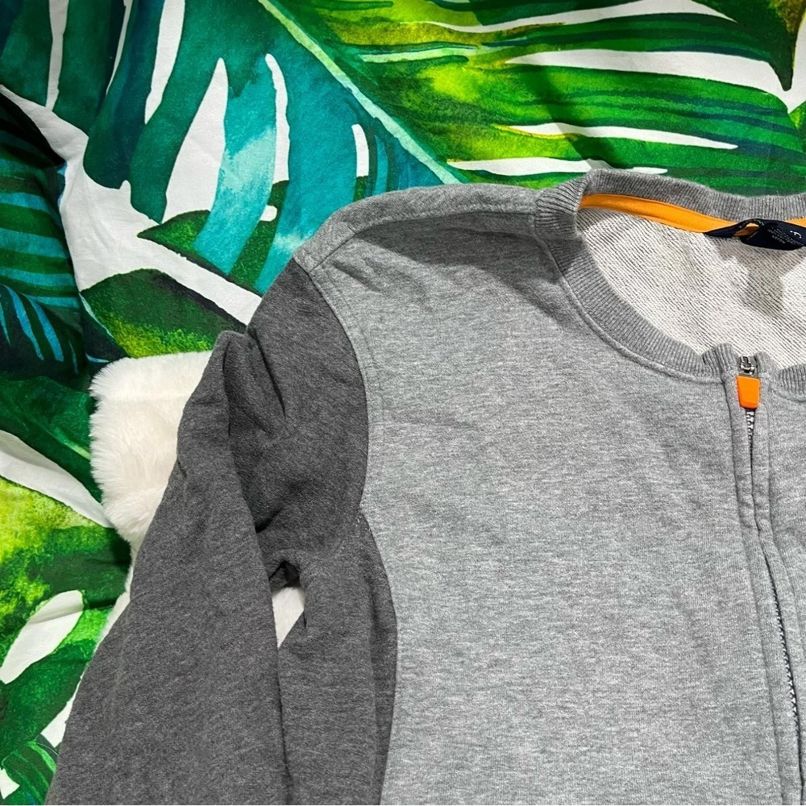 Euc $65 Lands’ End S Grey Orange Full Zip Fall Winter Casual Sporty Sweatshirt