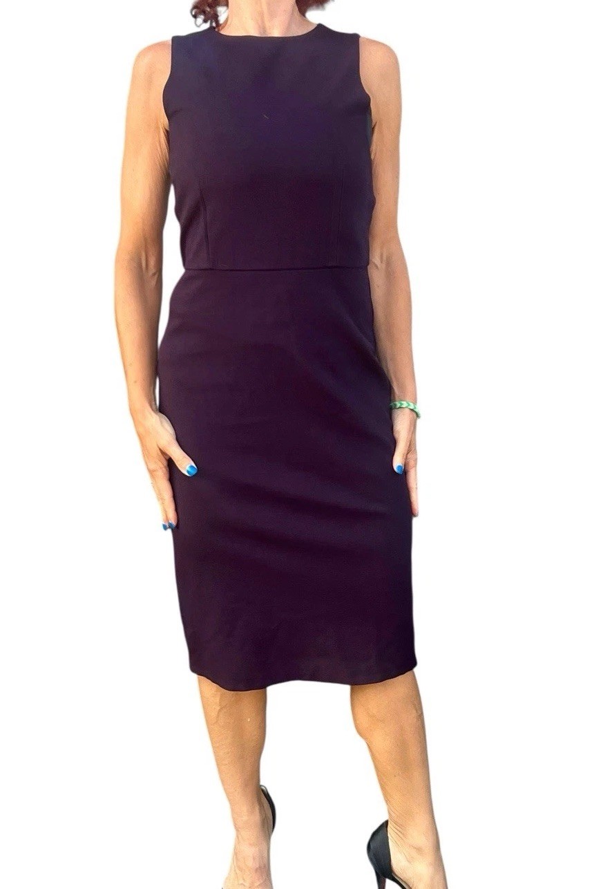 Sportmax Max Mara Sheath Dress Raisin Deep Purple Stretchy Career Wear To Work 6