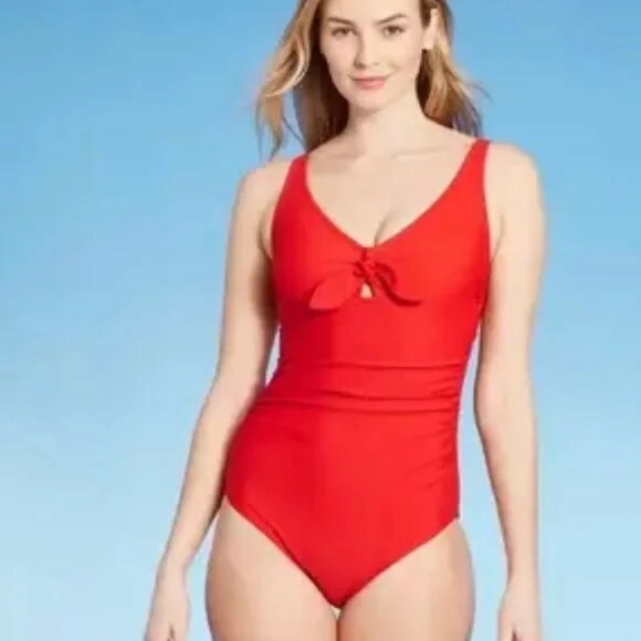 Kona Sol One Piece Swimsuit Bright Red XS (0-2) High Coverage NEW MSRP 34.99