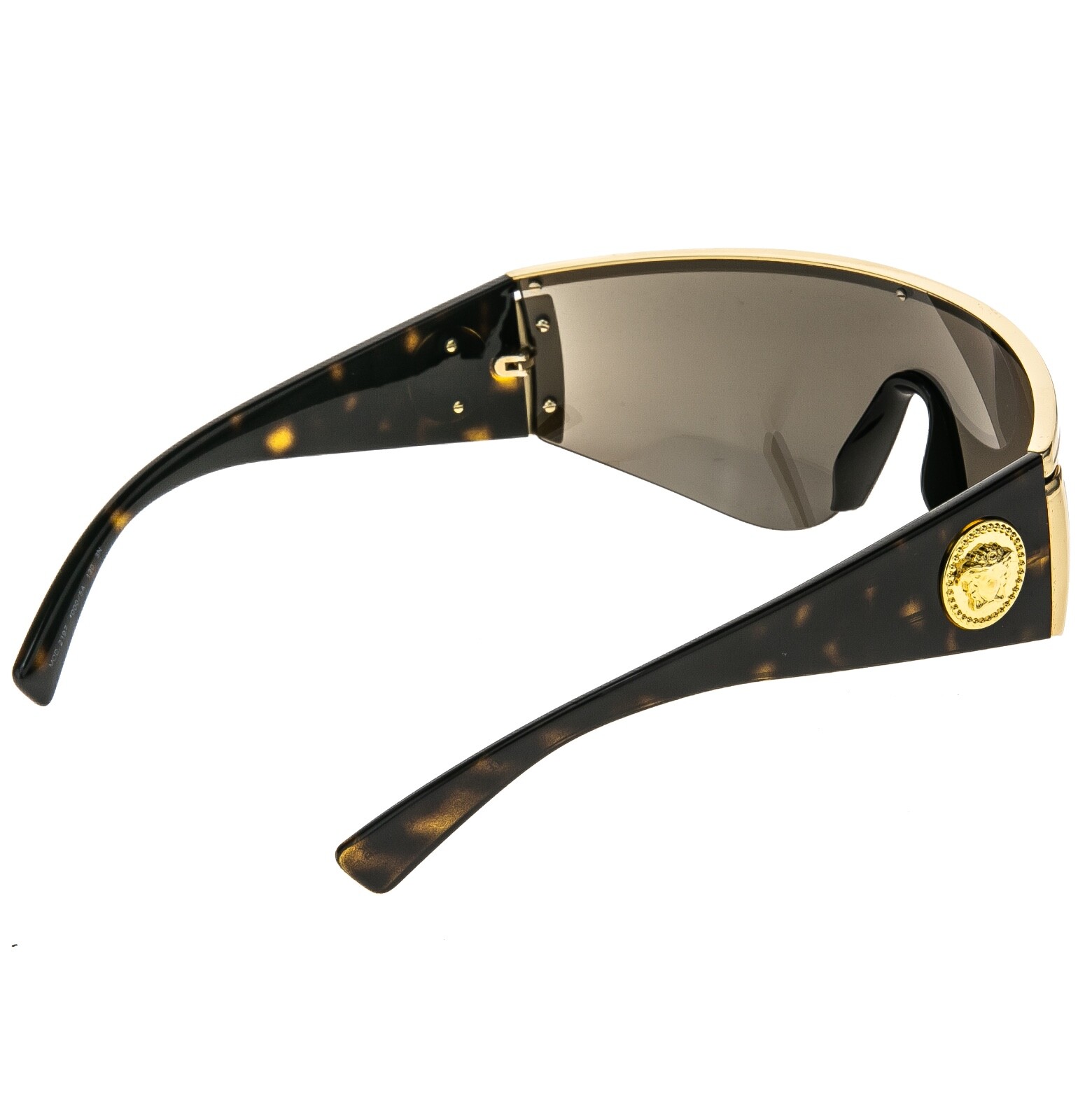 VERSACE 2197 TRIBUTE SHIELD Brown Gold Mirror VE2197 Unisex Wrap Mask Sunglasses