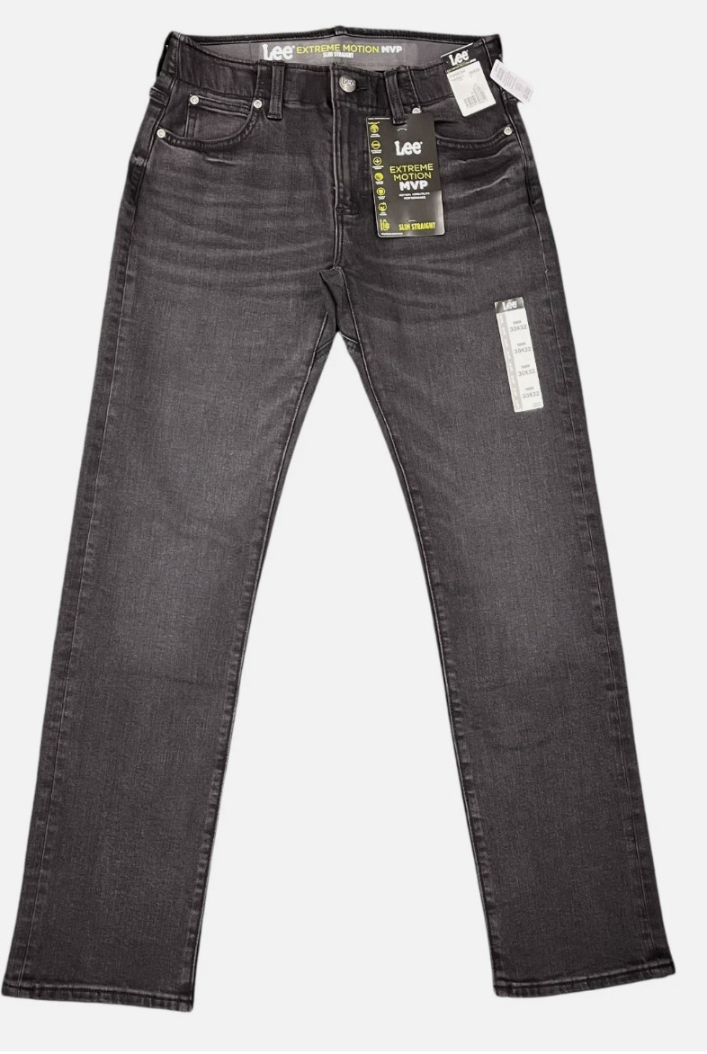 Lee Mens Extreme Motion MVP Slim Fit Straight Jeans Stretch Denim 38×32