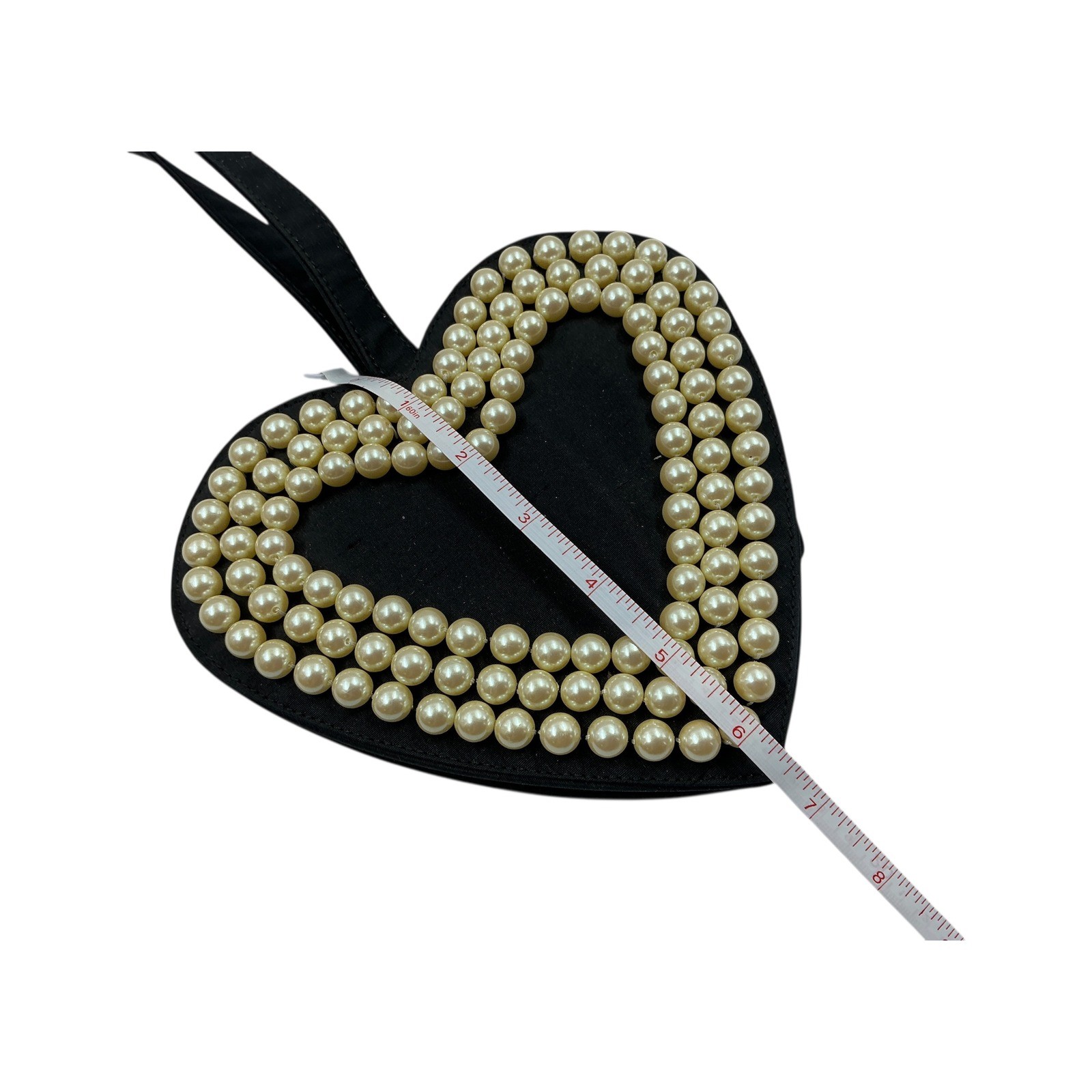 Vintage 1990s Moschino Redwall Heart Shaped Bag Pearl Embellished Evening Clutch