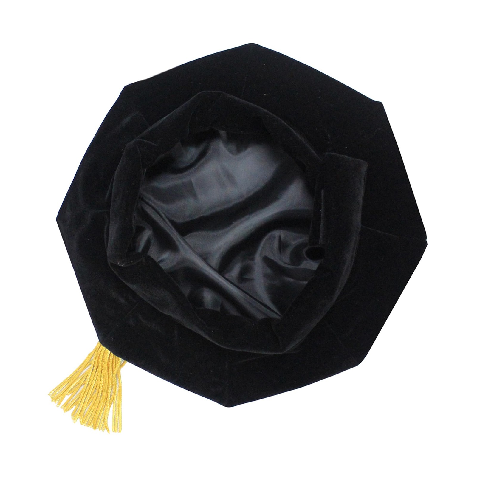 Graduation Doctoral Tam Velvet 8 Sided Unisex Graduation Cap Hat with Gold Bu…