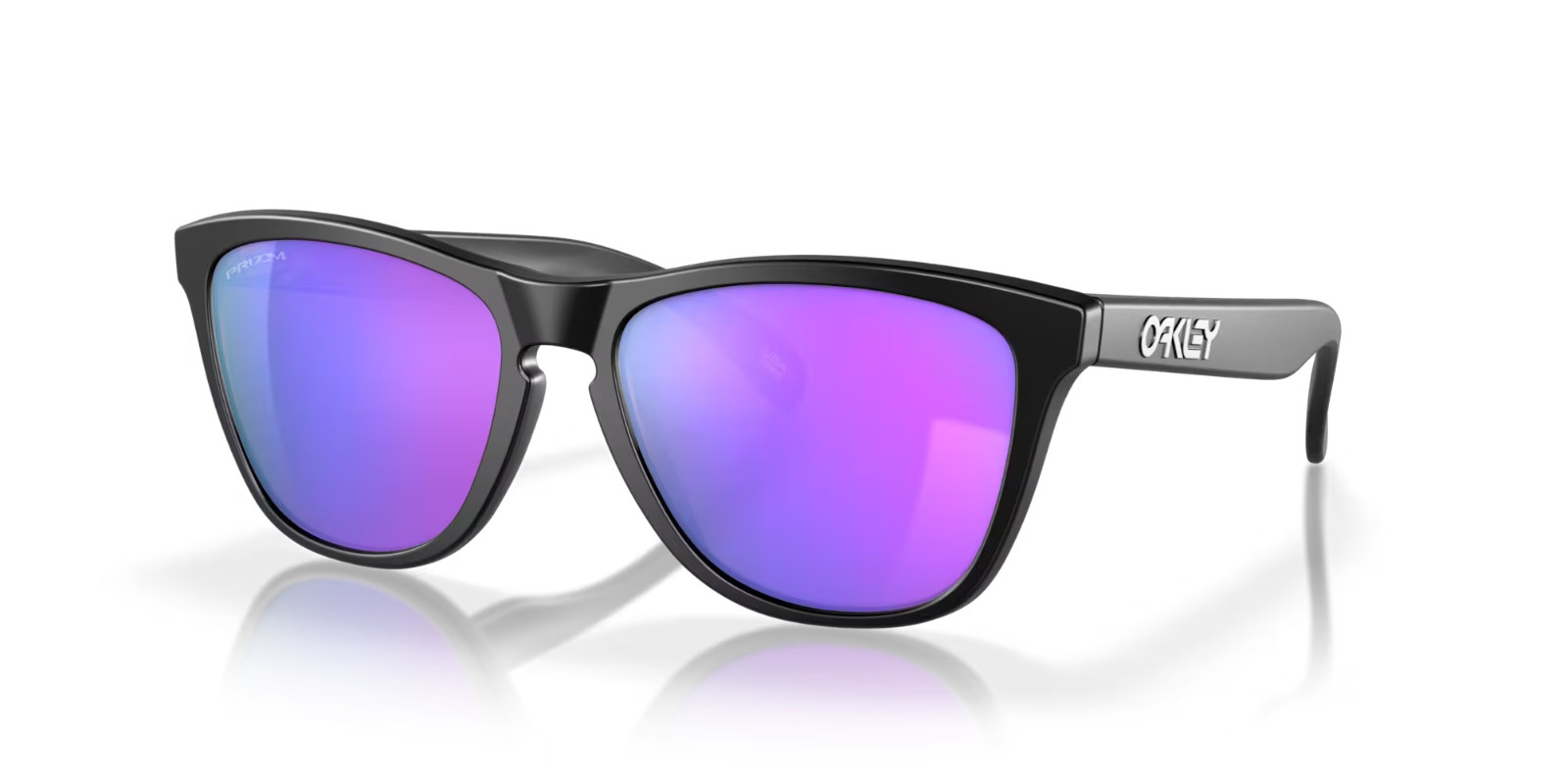 NEW* Oakley Frogskins BLACK Matte w PRIZM Purple VIOLET Iridium Sunglass 9013-H6