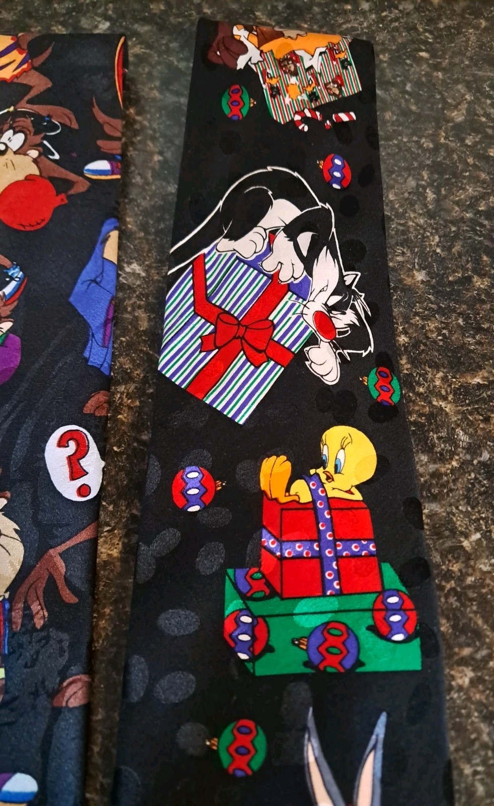 Vntg 1990s Looney Tunes Ties Lot Of 3- 2 Christmas Silk & 1 Any Season Polyester