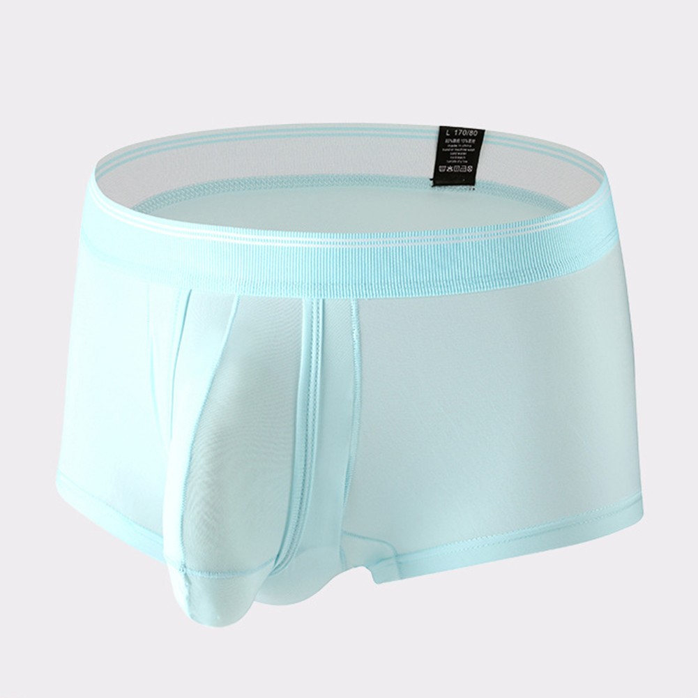 Middle Waist Men’s Ice Silk Briefs Solid Color Underwear Breathable and Soft