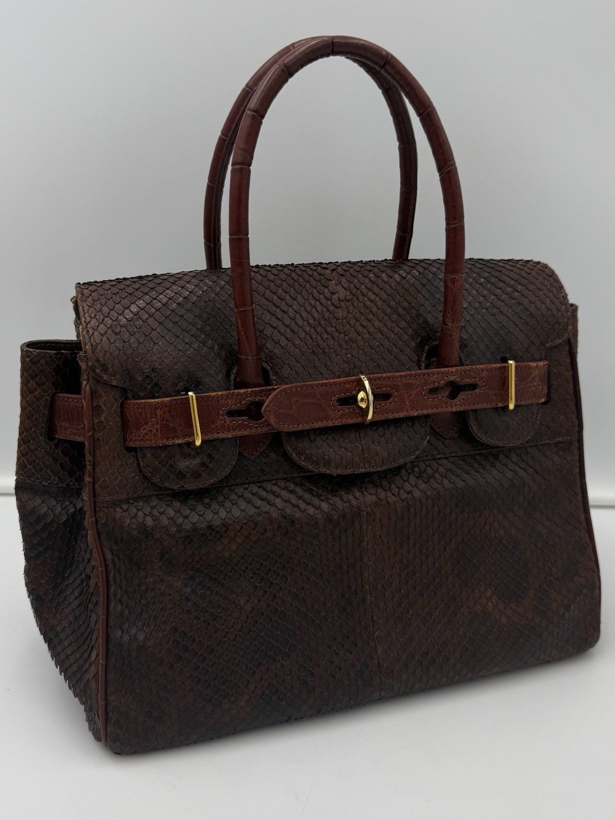 🐊COLOMBO 1937 MILANO Exotic Genuine Snakeskin & Crocodile 30 Bag Made in ITALY
