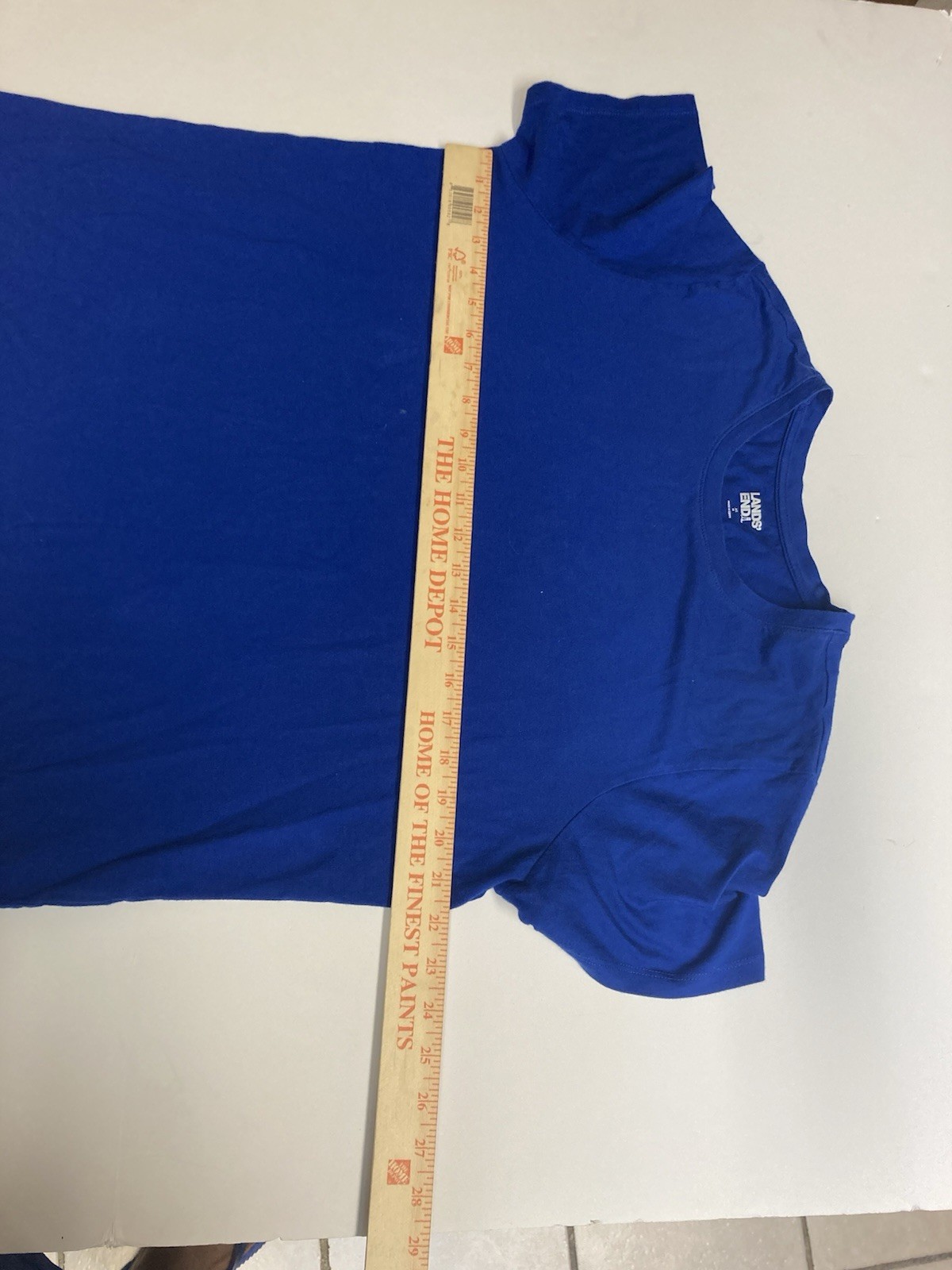 Lands’ End Women’s Blue Solid Crew Neck Short Sleeve Knit T-Shirt XL Regular