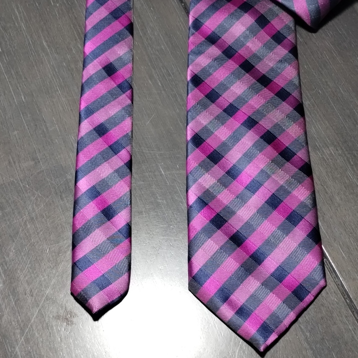 Tie Armando Italia Handmade Microfiber Woven Plaid Tie Pink Blue Classic 57″-60″