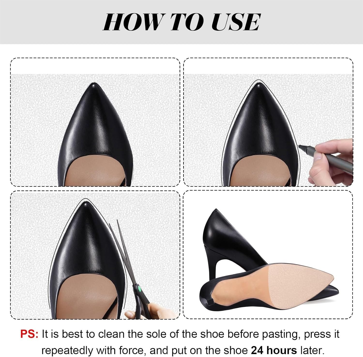 78 Inch Sole Protector for High Heel Shoes Anti-Slip Transparent Guard Sticke…
