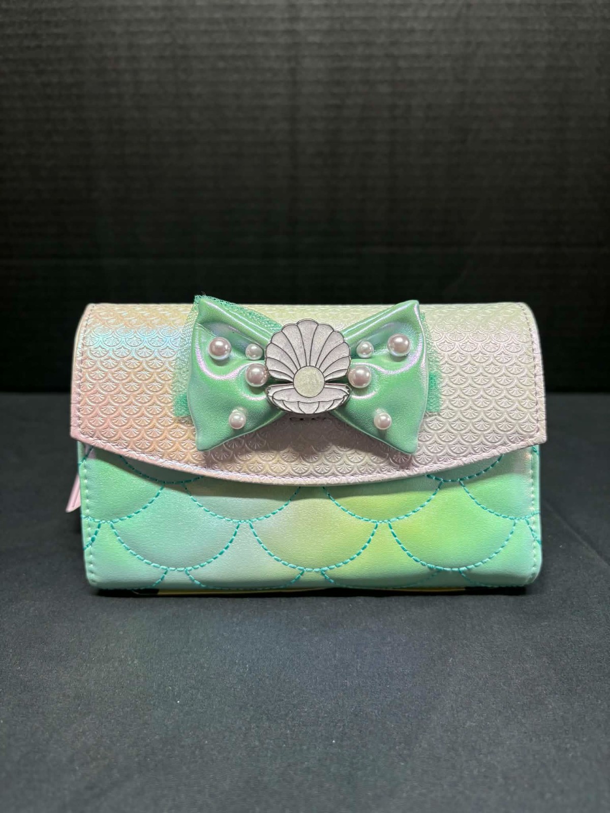 NWT Loungefly Disney Princess Ariel Little Mermaid Ombre Pearl Backpack & Wallet