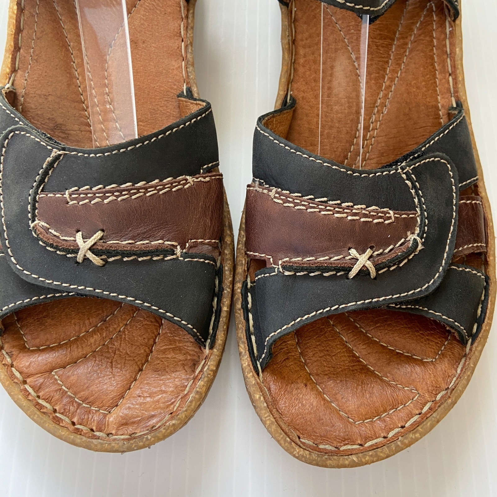 Josef Seibel Brown Black Leather Sandals Womens EU 40 US 9 9.5