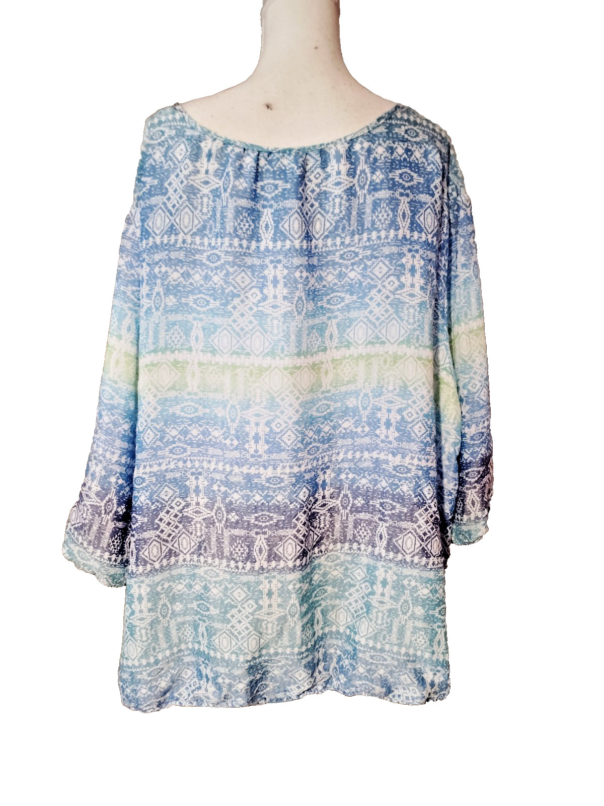 Catherines Womens Chiffon Tunic Plus 4X 30/32 Elastic Waist Boho Beachy Flowy