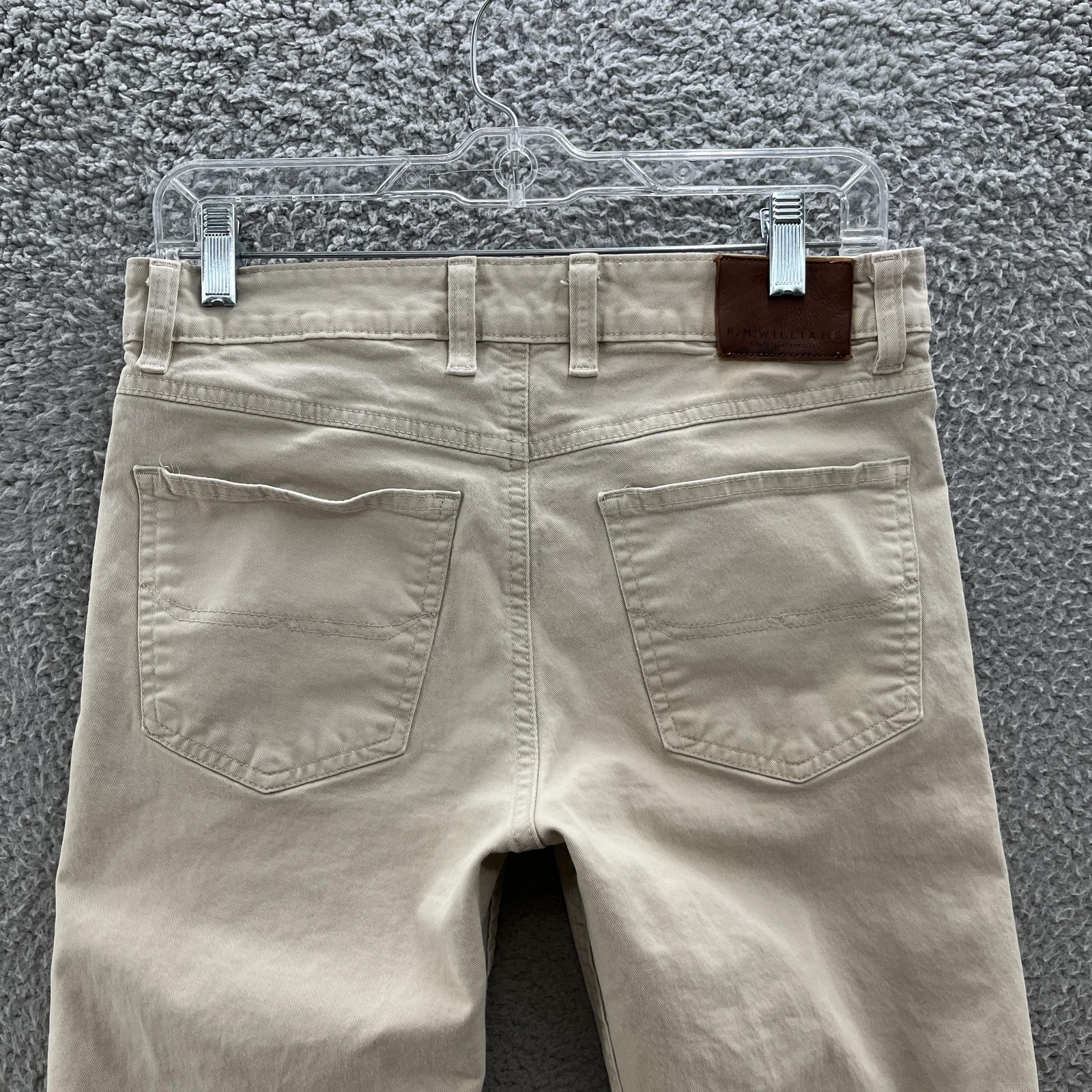 R M Williams Jeans Mens 30X31 Beige Stretch Cotton Straight Leg Made Australia
