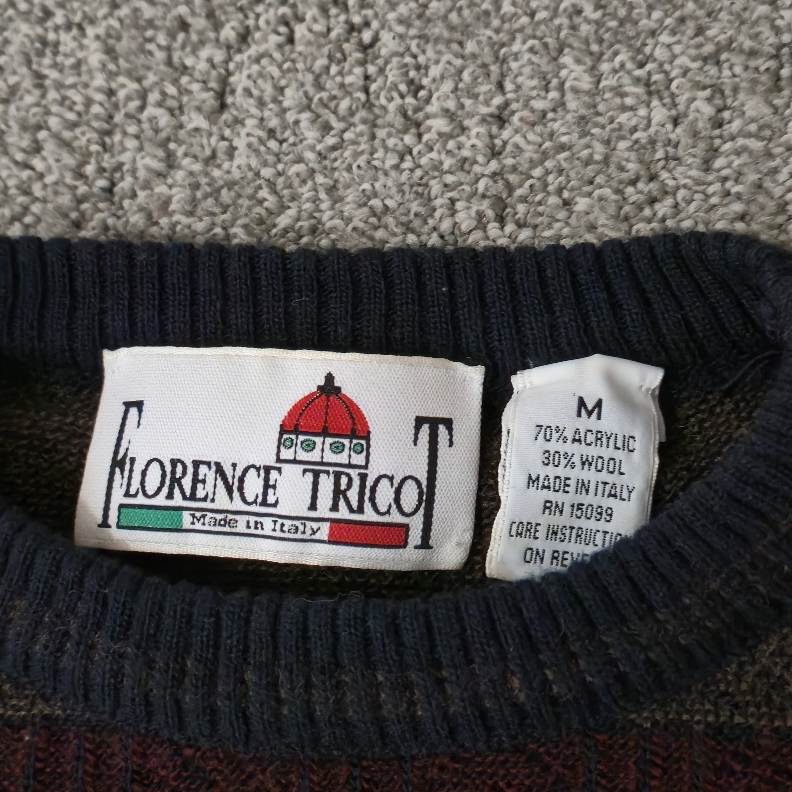 Florence Tricot Knit Sweater Mens Medium Wool Blend Striped Made In Italy