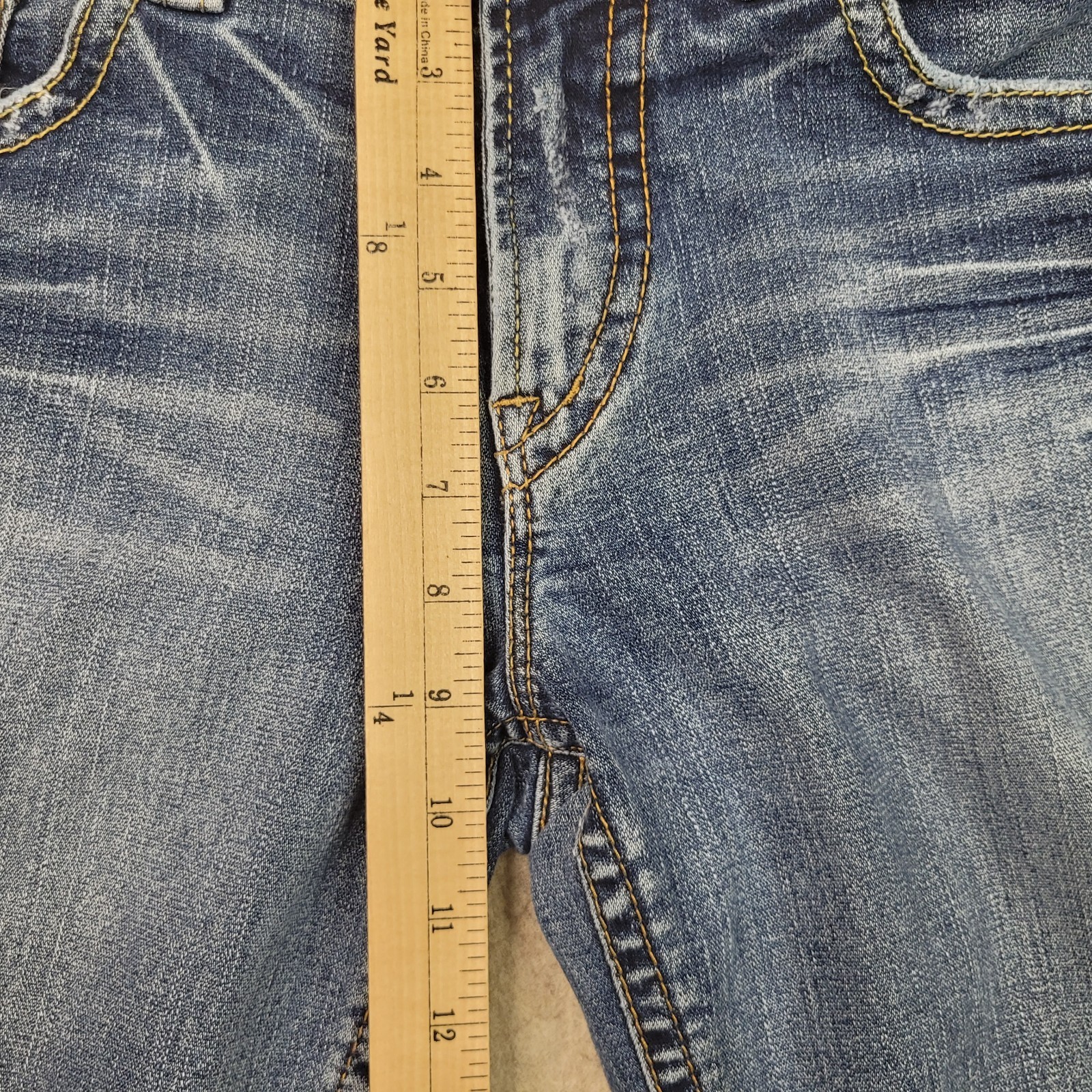 Silver Bootcut Jeans Womens 30 Blue Thick Stitch Distress Western Canada Vintage