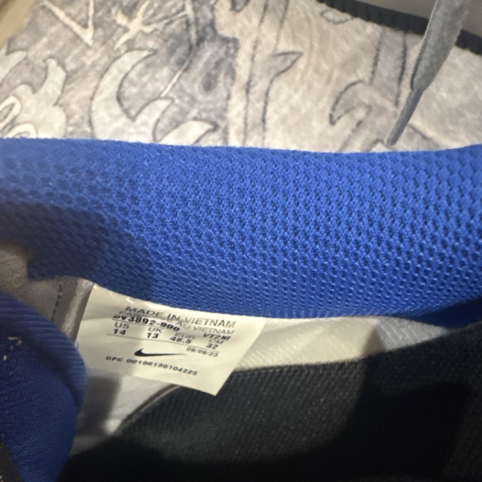 Size 14 Nike Air Force 1 Low Men’s Lace-Up Sneakers Blue/Gray/Black Colorblock