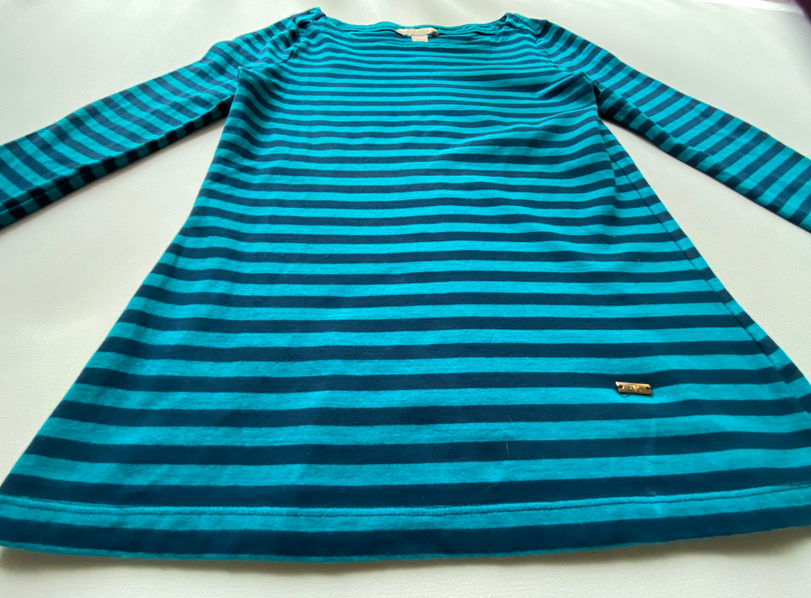 Banana Republic Blue-Green Striped Pullover Top 3/4 Sleeve Women’s XS RN 54023