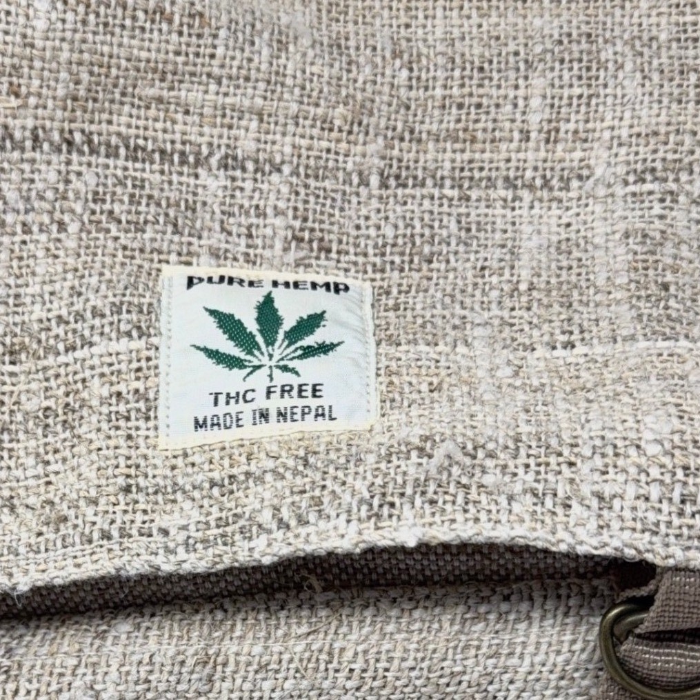 Pure Hemp Backpack Made in Nepal Beige Rucksack THC Free Day Pack Lightweight