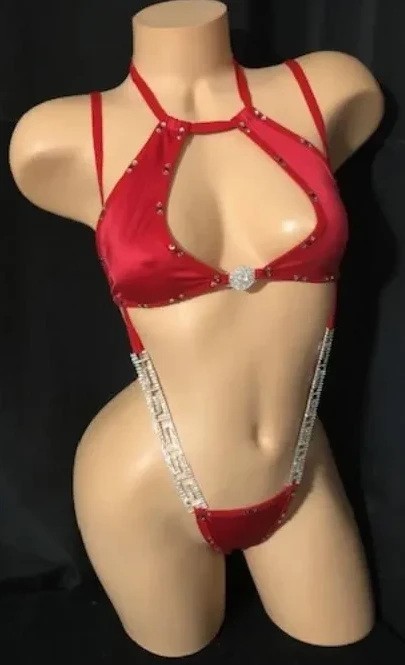 Exotic Dancer Stripper Sexy Rhinestone Slingshot One Piece Dancewear (G2154)