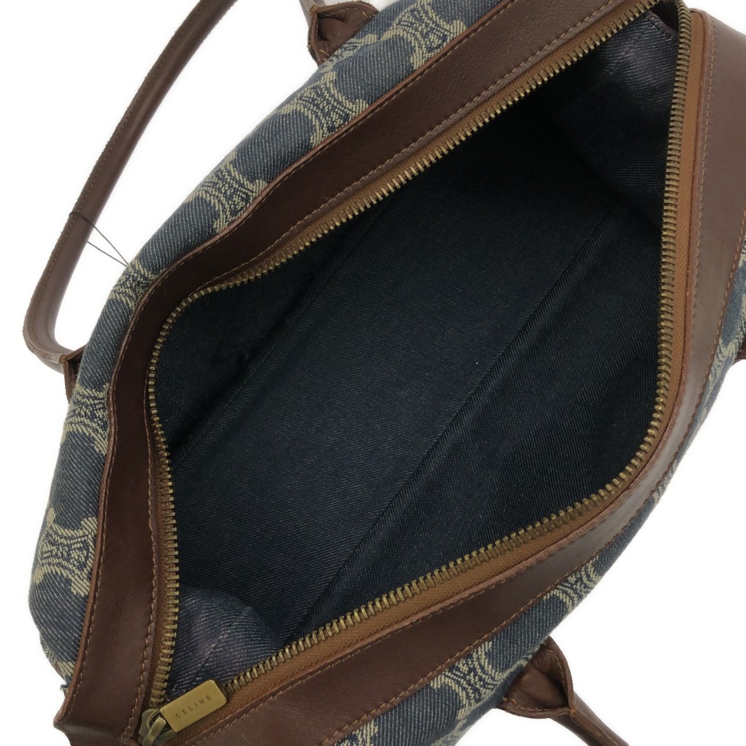 Celine Handbag Paris Macadam Denim Total Pattern Canvas Leather Blue Used NE51-0