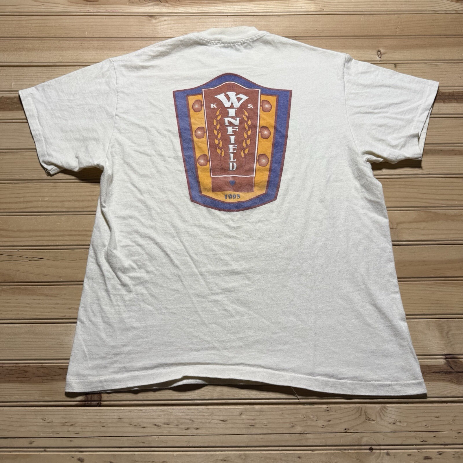 Vintage 90s 1993 Winfield Custom Guitars Double Sided Graphic Shirt Size Large