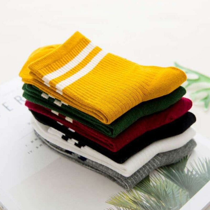 Socks School Cotton Loose Striped Crew Sport Colorful Women Sox Harajuku