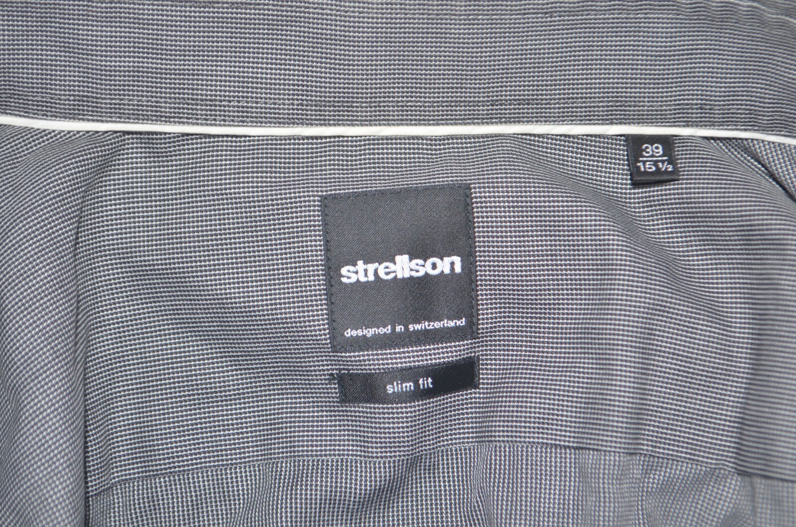 STRELLSON Slim Fit Gray 100% Cotton Dress Shirt Sz 15.5 34/35