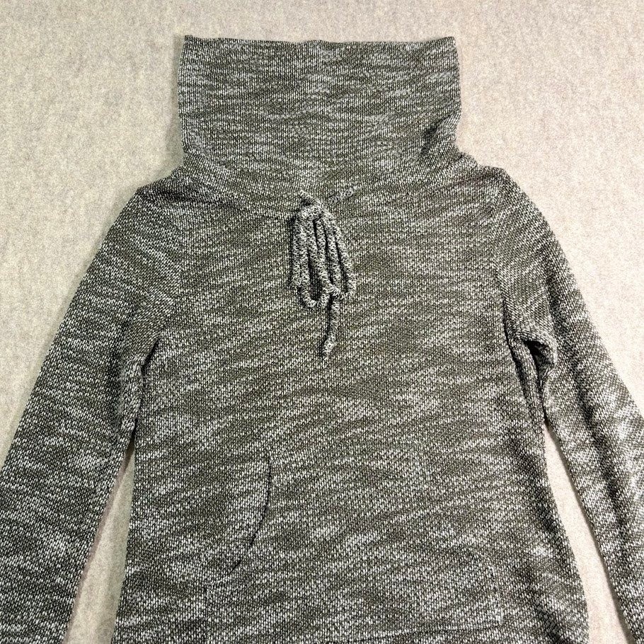 Loveappella Sweater Womens M Olive Marled Knit Cowl Neck Pocket Pullover Cozy