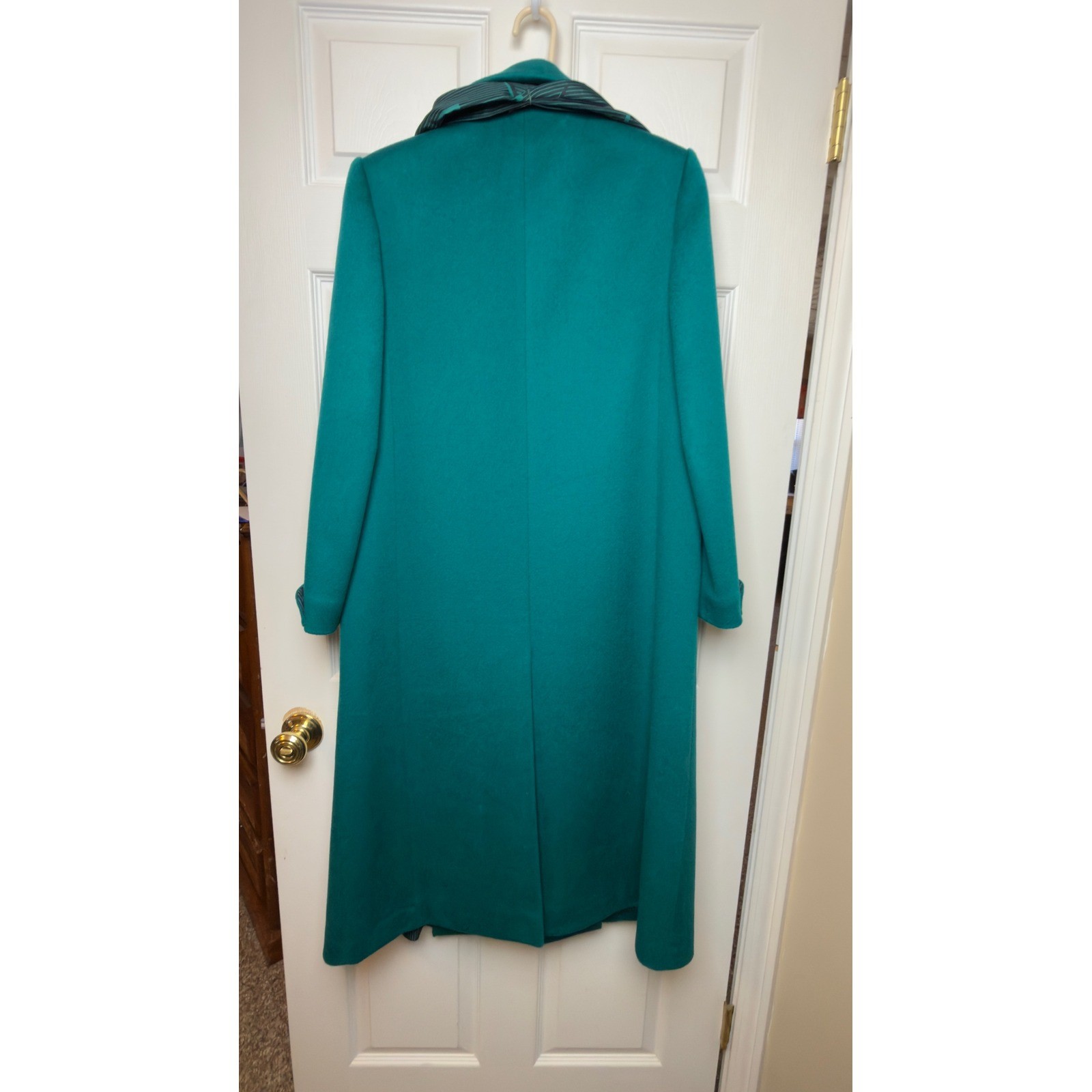 ALORNA Forstmann Wool Teal Long Trench Coat Women’s Double Breasted Tailored