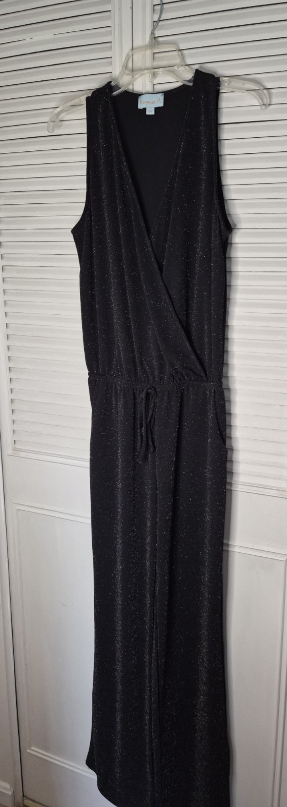 Veronica M. Black Glitter Jumpsuit Romper Size Medium Women’s Sleeveless