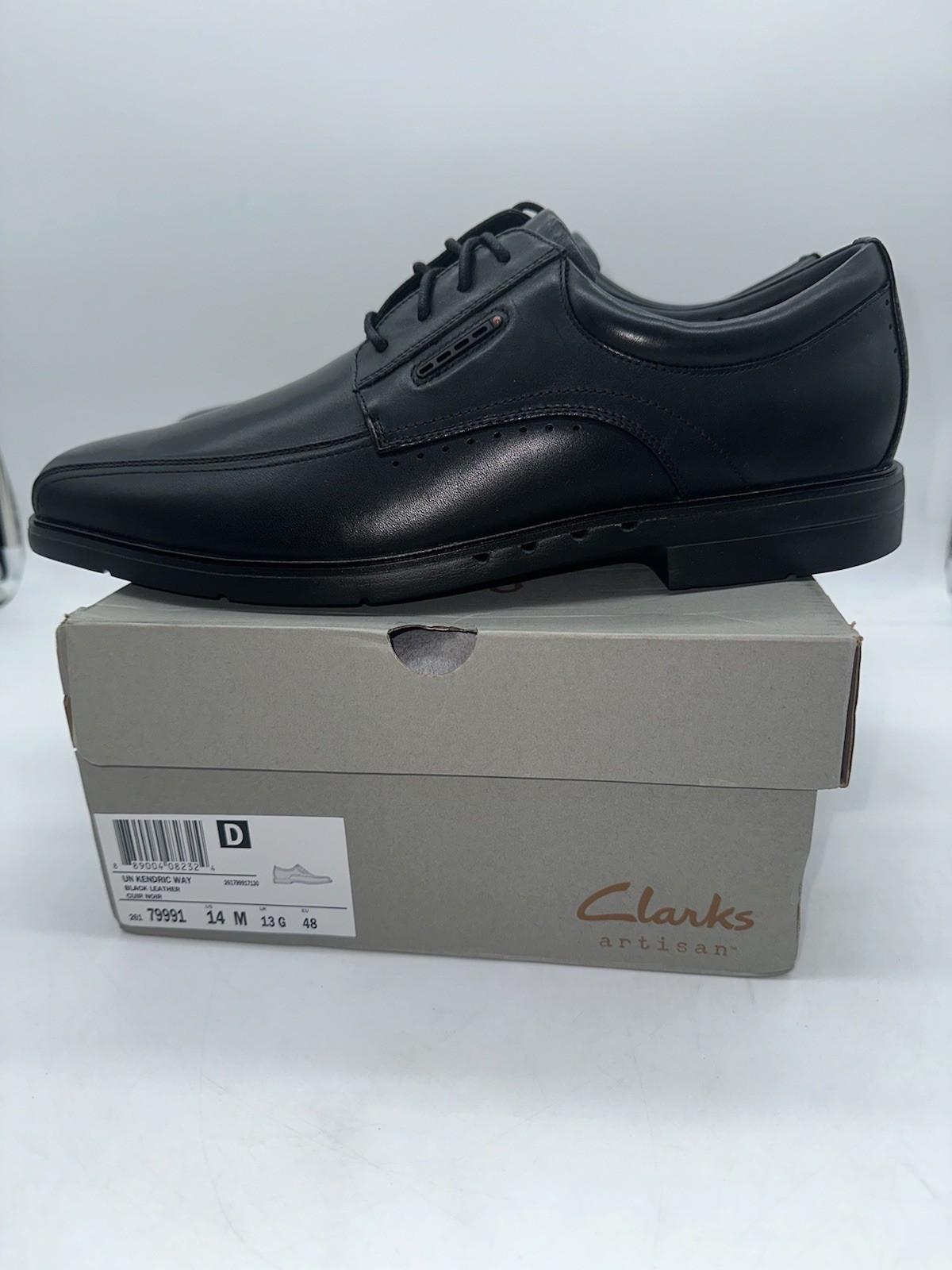 Clarks Men’s Un Kendric Way Black Leather 26179991 Size 14 M