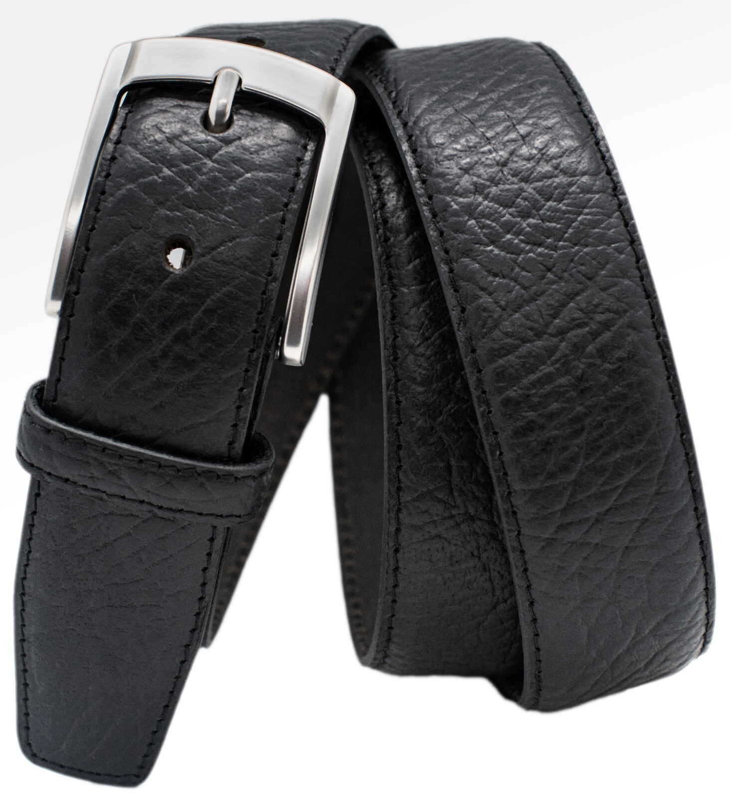 Deep Heavy Grain Buffalo Leather Dress or Casual Belts – Black, Brown, Tan – USA