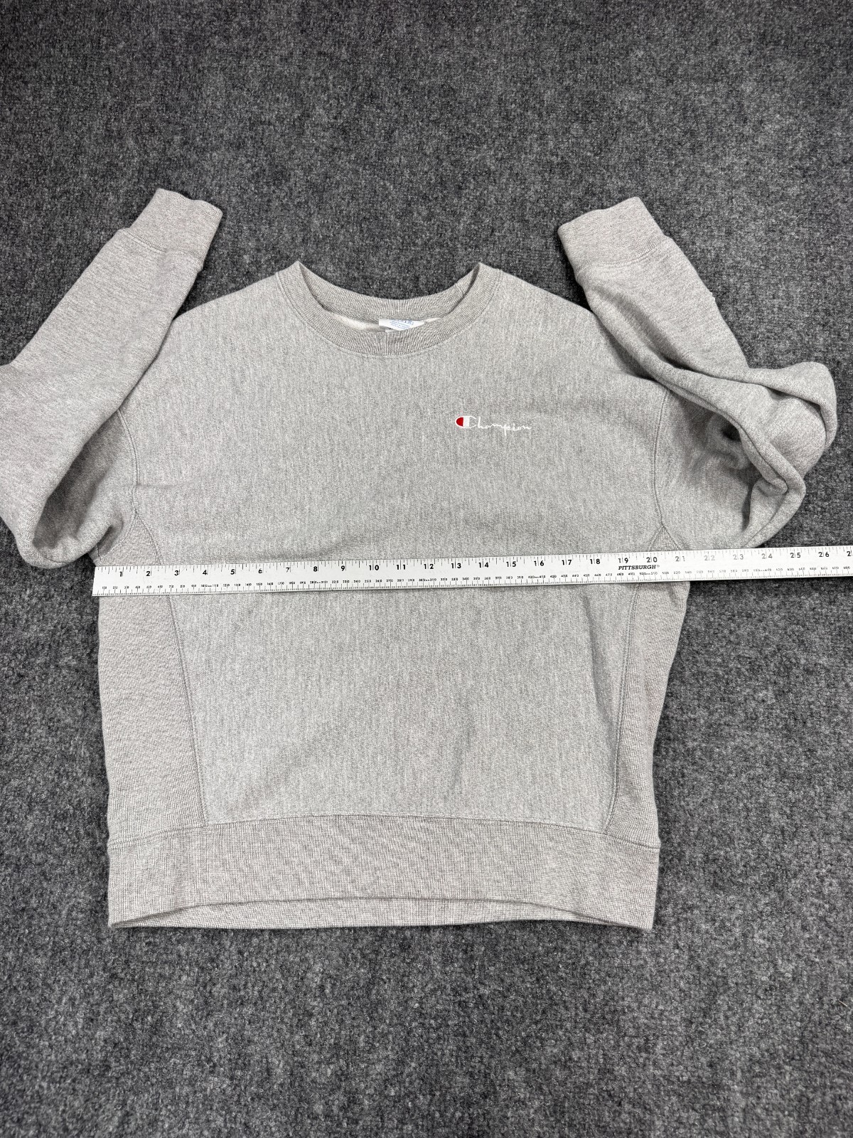 Champion Reverse Weave Mens Sweatshirt Large Heather Gray Logo Fleece Lined