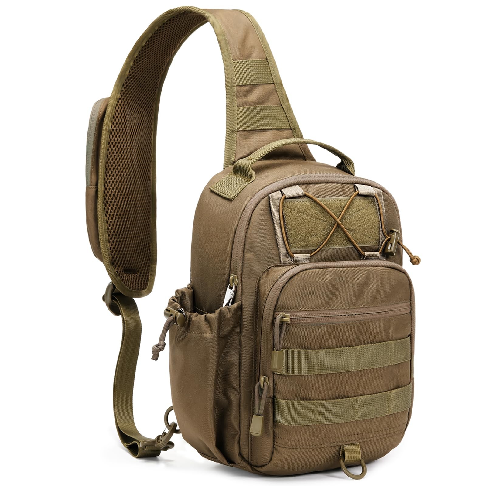 HALOVIE Anti-theft Tactical Sling Bag RFID 31x21x13cm/11.8×8.3×5.1in, Khaki