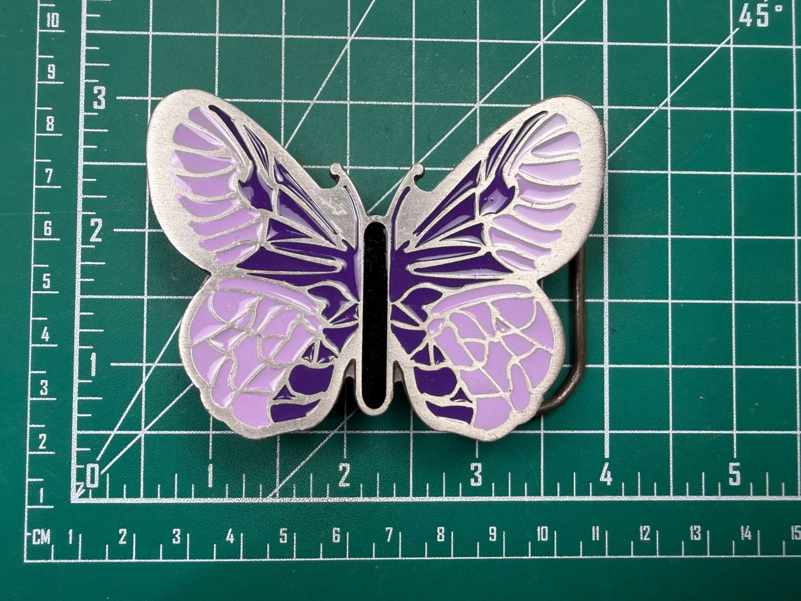 Purple Enameled Butterfly Belt Buckle