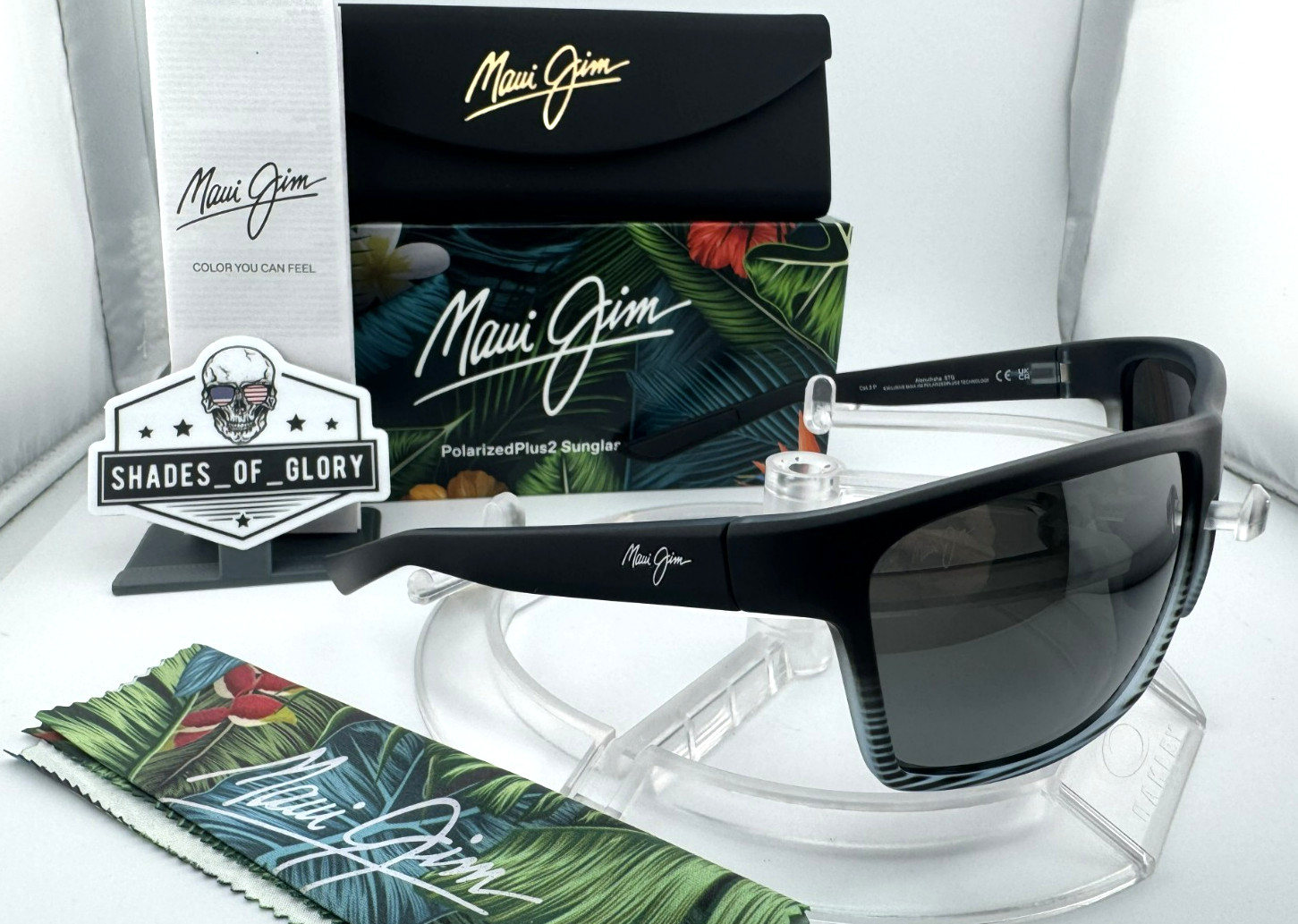 MAUI JIM ALENUIHAHA MJ 839-11D GREY BLACK STRIPE NEUTRAL POLARIZED SUNGLASSES