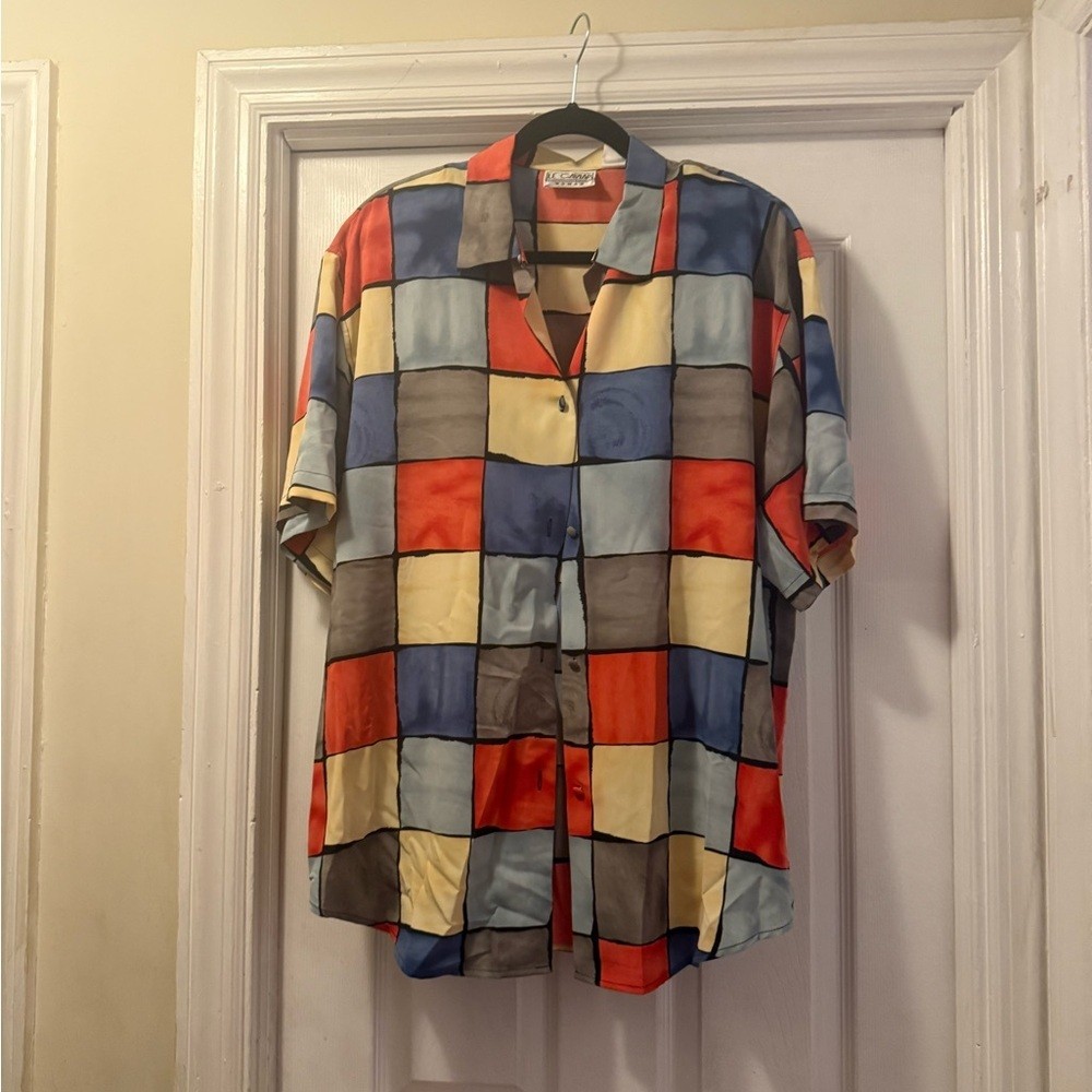 Colorful Patchwork Button Down Shirt