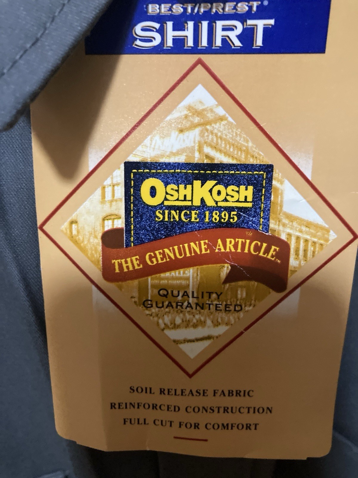 VTG OshKosh B’Gosh Work Shirt Men’s Size Large/Tall Gray Snap Dual Pocket NEW