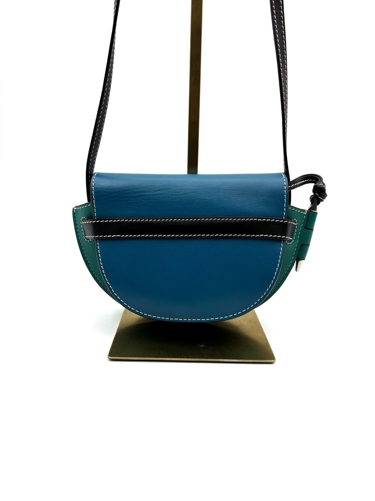 Loewe Pre-Owned Authentic Gate Saddle Bag Blue 13*8*11cm