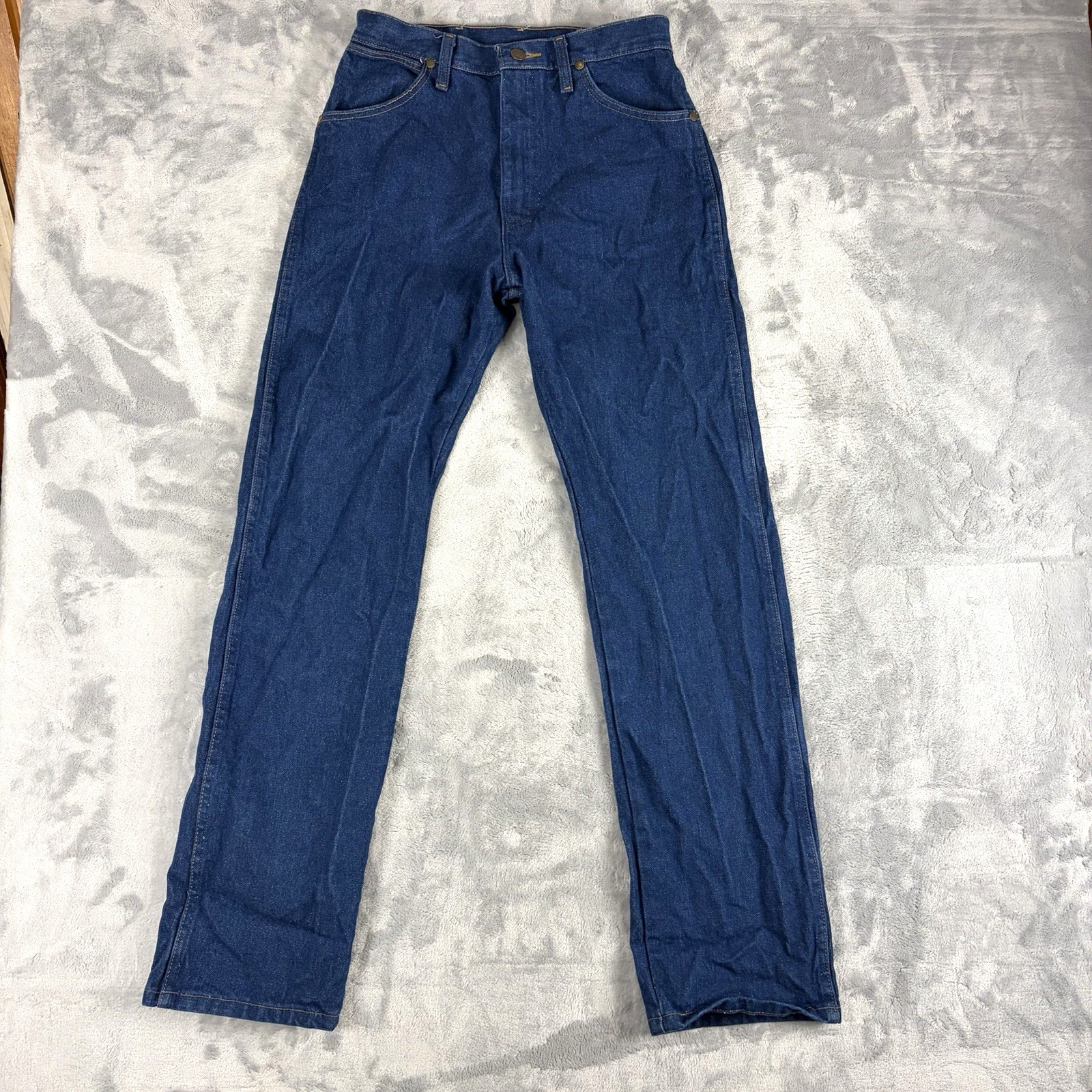 Wrangler 14MWZG Cowboy Cut Jeans Dark Wash High Waisted Straight Leg 9×32 Womens