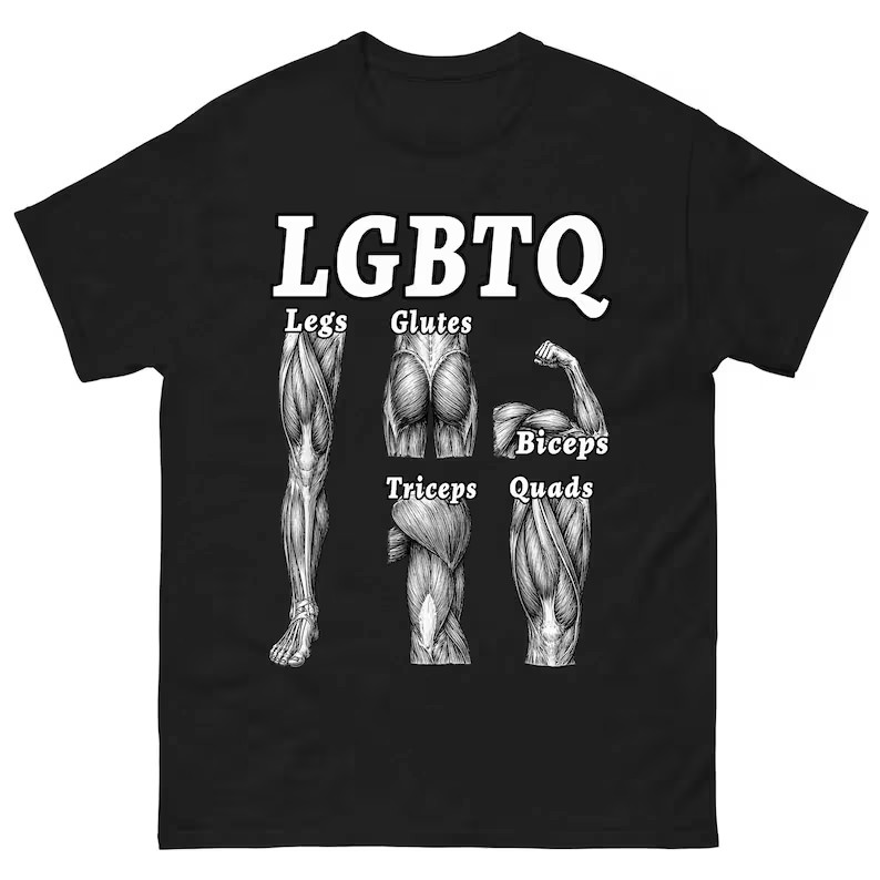 Funny LGBTQ Workout Shirt Muscle Anatomy Graphic Tee Gym Lover Fitness Top