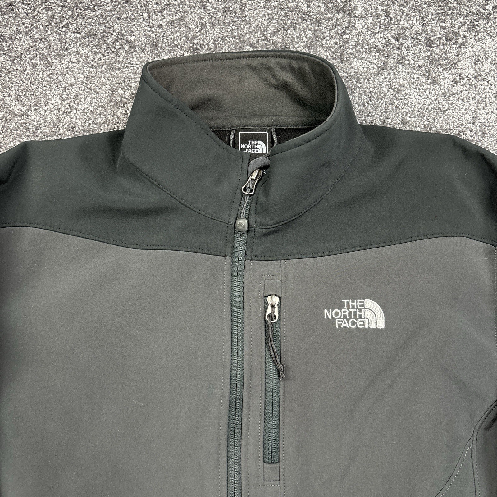 The North Face Apex Jacket Mens Large Gray Black Windbreaker Full Zip Outdoor