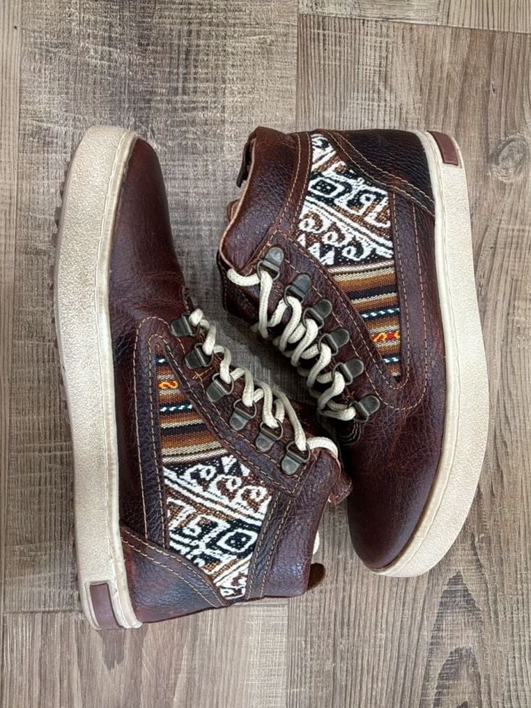 Inkkas Brown Leather Boots Womens Size 7 EUR 38 Peruvian Aztec Festival High Top