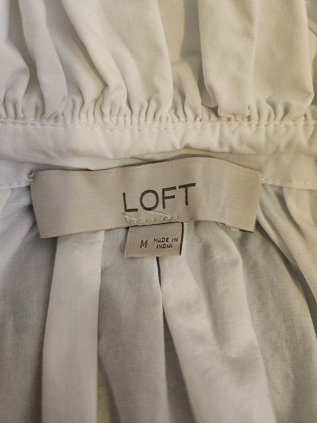 LOFT White Ruffle Tie-Neck Long Sleeve Blouse