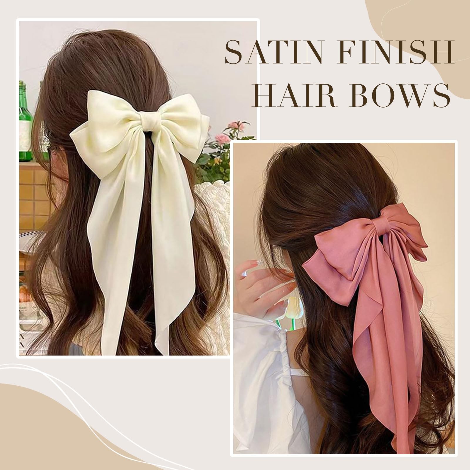 10 PCS Large Hair Ribbon Barrettes with 10 Count (Pack of 1), 10 Colors A
