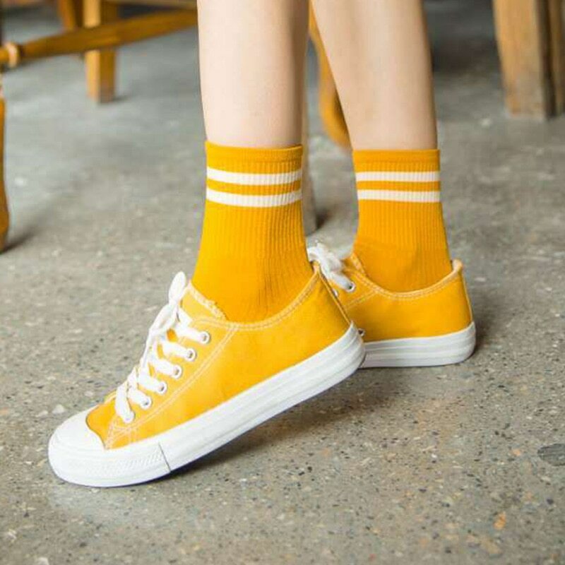 Socks School Cotton Loose Striped Crew Sport Colorful Women Sox Harajuku